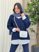 جین ترکیبی دو جیب زاپ دار کد 6078 - تصویر 2