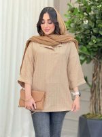 مانتو جلو بسته آستین پاکتی کد 6175