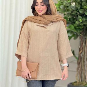 مانتو جلو بسته آستین پاکتی کد 6175