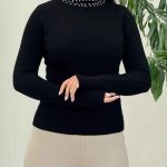 بافت ساده یقه مرواریدی کد 6086