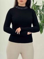 بافت ساده یقه مرواریدی کد 6086