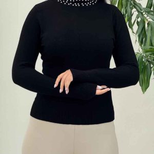 بافت ساده یقه مرواریدی کد 6086