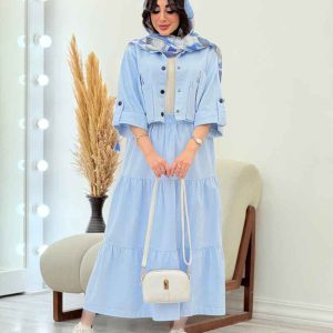ست کتان کت و دامن جیب پاگن کد 5975