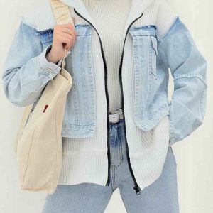 سوئیشرت جین ترکیبی کلاهدار کد 5892