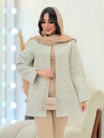 مانتو ژاکارد طرح دار عسل کد 6100 - تصویر 16