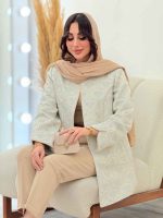مانتو ژاکارد طرح دار عسل کد 6100 - تصویر 12