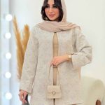 مانتو ژاکارد طرح دار عسل کد 6100