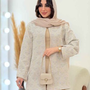 مانتو ژاکارد طرح دار عسل کد 6100