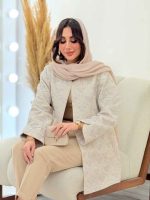 مانتو ژاکارد طرح دار عسل کد 6100 - تصویر 7