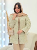 مانتو ژاکارد طرح دار عسل کد 6100 - تصویر 5