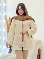 مانتو ژاکارد طرح دار عسل کد 6100 - تصویر 3