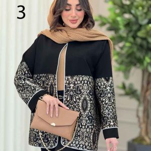 مانتو طرح دار مغزی دوزی دلبر کد 6260