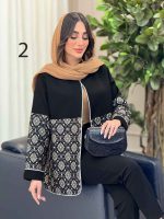 مانتو طرح دار مغزی دوزی دلبر کد 6260 - تصویر 14