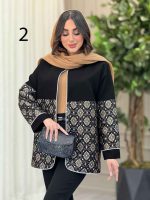 مانتو طرح دار مغزی دوزی دلبر کد 6260 - تصویر 7