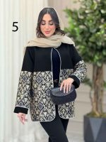 مانتو طرح دار مغزی دوزی دلبر کد 6260 - تصویر 11
