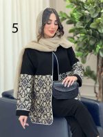 مانتو طرح دار مغزی دوزی دلبر کد 6260 - تصویر 6