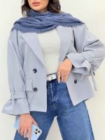 مانتو کتی چهار دکمه آستین بند کد 6338 - تصویر 22