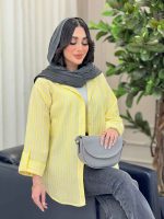 مانتو راه راه آستین پاگن کد 6333 - تصویر 9