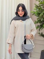 مانتو راه راه آستین پاگن کد 6333 - تصویر 2