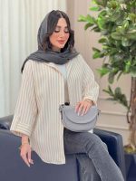 مانتو راه راه آستین پاگن کد 6333 - تصویر 13