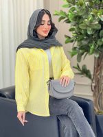 مانتو راه راه تک جیب پایین هلال کد 6331 - تصویر 8