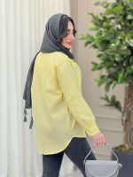 مانتو راه راه تک جیب پایین هلال کد 6331 - تصویر 10