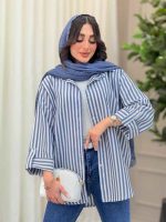 مانتو راه راه آستین پاگن کد 6333 - تصویر 14