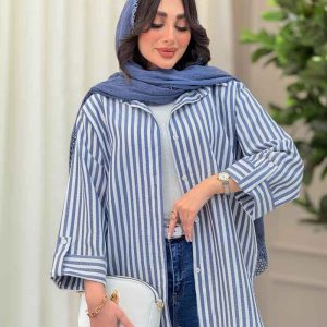مانتو راه راه آستین پاگن کد 6333