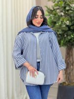 مانتو راه راه آستین پاگن کد 6333 - تصویر 4