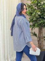 مانتو راه راه آستین پاگن کد 6333 - تصویر 6
