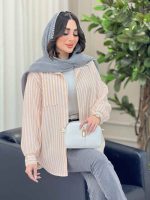 مانتو راه راه تک جیب پایین هلال کد 6331 - تصویر 11