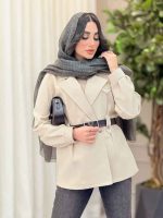 مانتو دو دکمه کمربند دار کد 6303 - تصویر 9