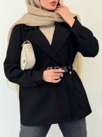مانتو دو دکمه کمربند دار کد 6303 - تصویر 10