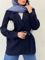 مانتو دو دکمه کمربند دار کد 6303 - تصویر 15