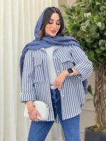 مانتو راه راه جیب پاکتی کد 6207 - تصویر 9