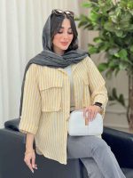 مانتو راه راه جیب پاکتی کد 6207 - تصویر 3