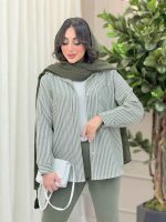 شومیز راه راه تک جیب کد 6208 - تصویر 6