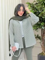 شومیز راه راه تک جیب کد 6208 - تصویر 2
