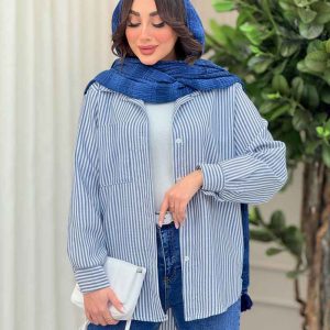 شومیز راه راه تک جیب کد 6208