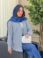 شومیز راه راه تک جیب کد 6208 - تصویر 11