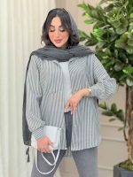 شومیز راه راه تک جیب کد 6208 - تصویر 18