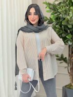 شومیز راه راه تک جیب کد 6208 - تصویر 5
