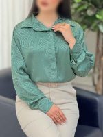 شومیز ساتن طرح دار هانا کد 6177 - تصویر 8