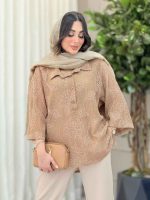شومیز قلاب بافی یقه سه دکمه کد 6216 - تصویر 6