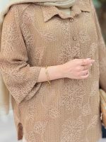 شومیز قلاب بافی یقه سه دکمه کد 6216 - تصویر 10