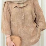 شومیز قلاب بافی یقه سه دکمه کد 6216