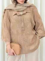 شومیز قلاب بافی یقه سه دکمه کد 6216