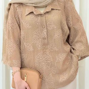 شومیز قلاب بافی یقه سه دکمه کد 6216