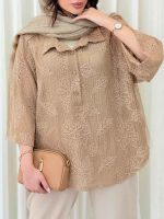 شومیز قلاب بافی یقه سه دکمه کد 6216 - تصویر 17