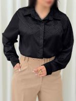 شومیز ساتن طرح دار هانا کد 6177 - تصویر 5